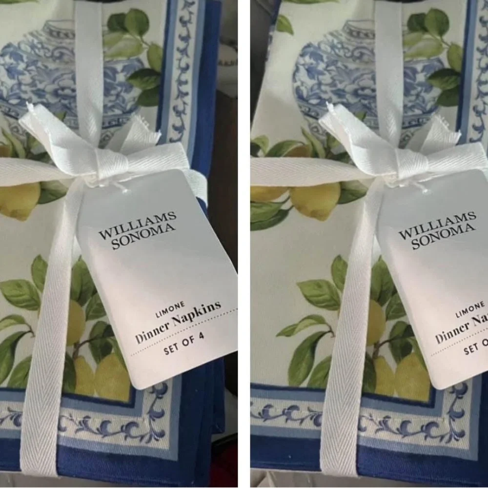 New Williams Sonoma Limone Dinner Napkins – Set of 8 NWT